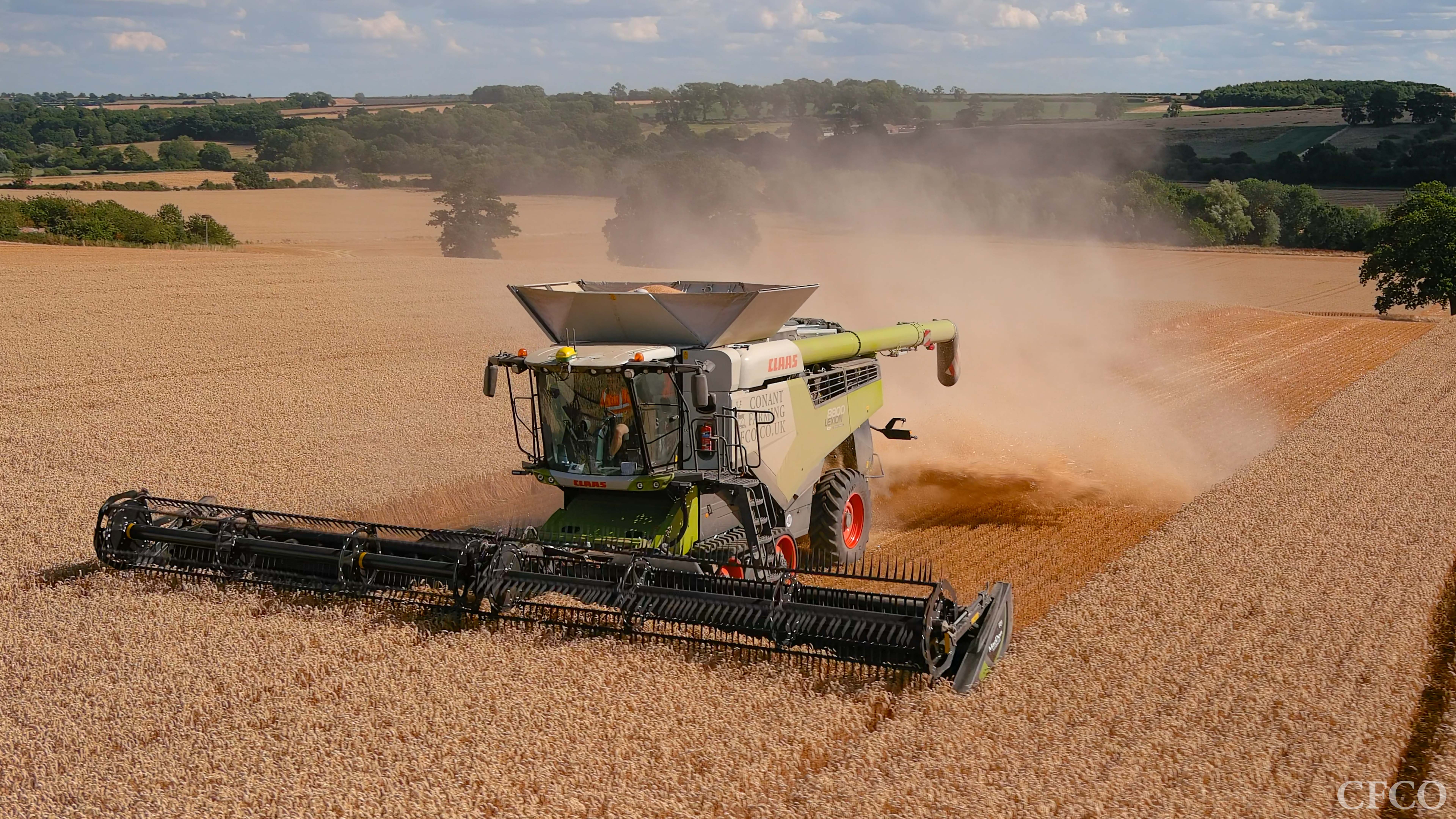 Claas Lexion 8800 Combine Harvester - One of the CFCO machines cutting winter wheat in Rutland.