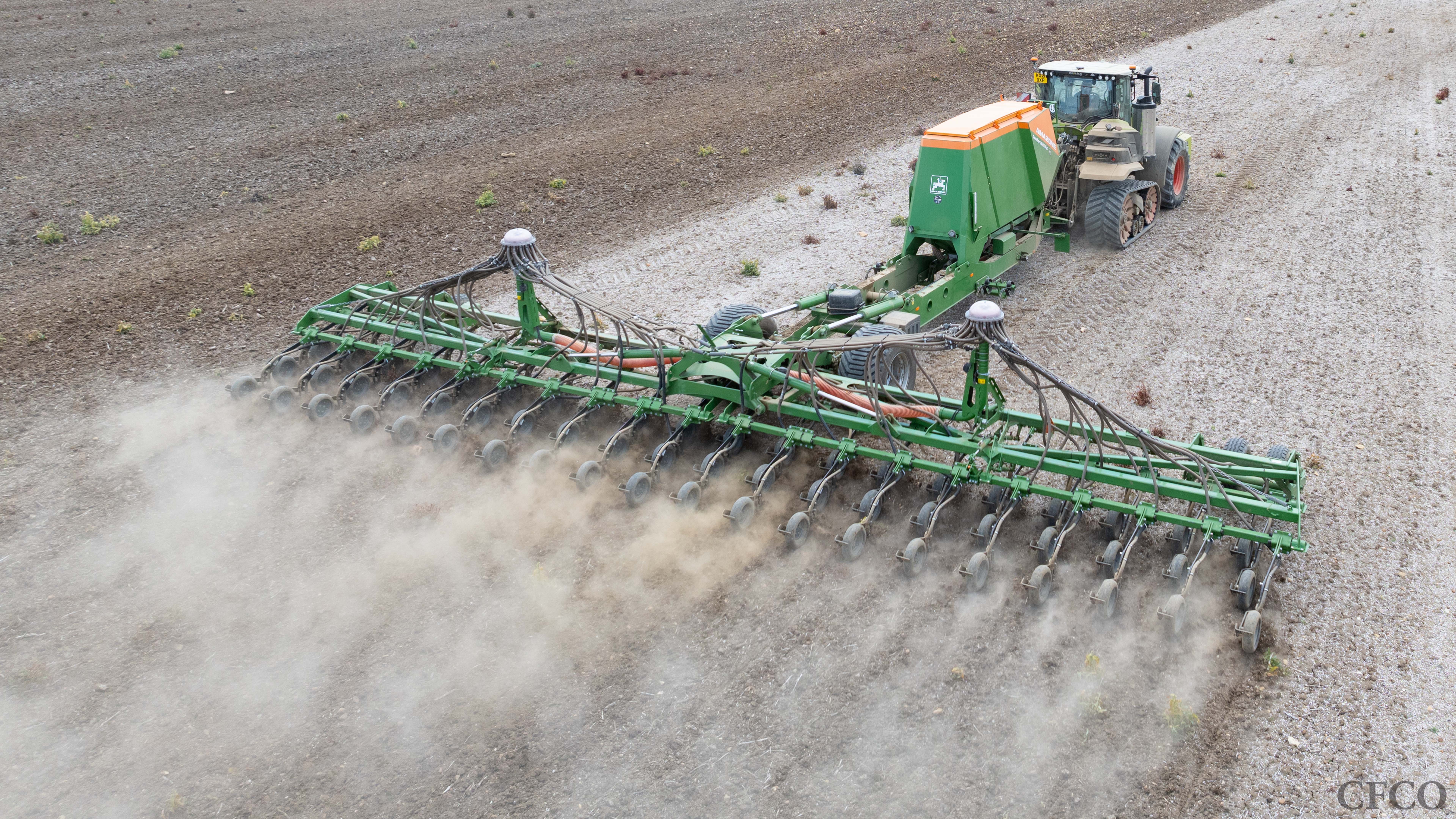 Amazone Condor 15001-C Direct Drill - SFI planting into ground that received a prior gypsum application.