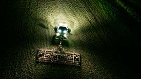 Claas Axion 960 TT & Väderstad NZ Aggressive 1000 Cultivator - Night shift working on the seedbeds for spring drilling.
