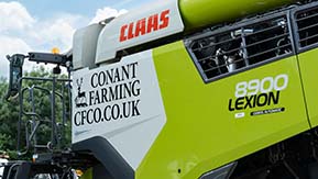 Claas Lexion 8900 Combine (790hp/581kW) - This shiny new machine is pictured just logo'd & ready for its first harvest.