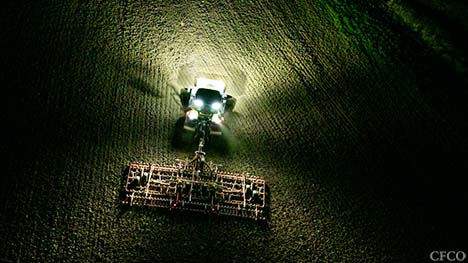 Claas Axion 960 TT & Väderstad NZ Aggressive 1000 Cultivator - Night shift working on the seedbeds for spring drilling.