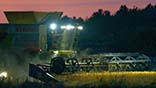 Tom harvesting into the night getting headlands cut following a spectacular sunset in Northamptonshire.